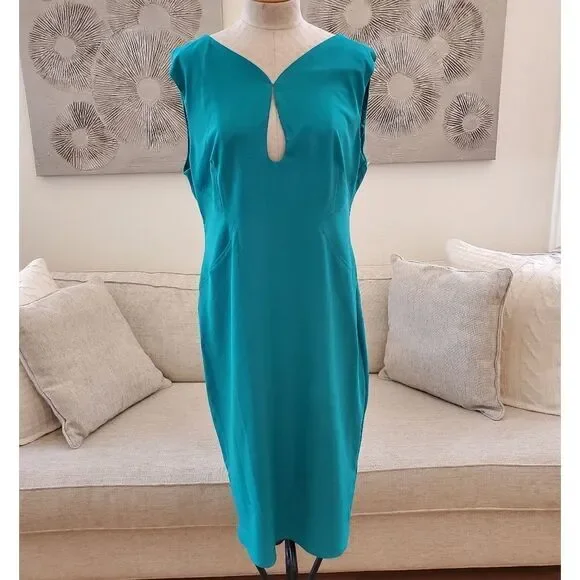 Zac Posen: Jujy Key-hole Sheath Dress In Teal - NEW